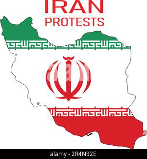 Iran Protestiert Iran Map Stock Vektor