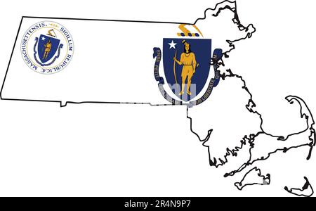Karte des Bundesstaates Massachusetts USA Stock Vektor