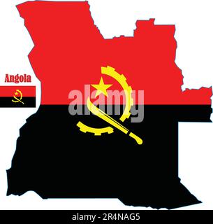 Karte und Flagge Angolas Stock Vektor