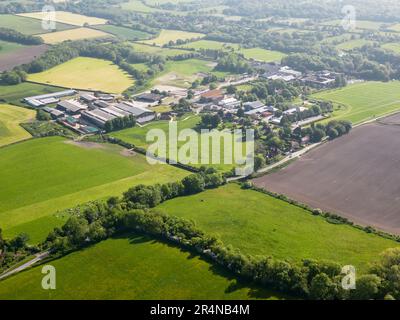 Die Plumpton Agricultural College im South Downs-Nationalpark in East Sussex aus der Vogelperspektive Stockfoto