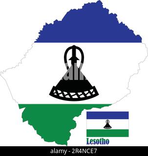 Lesotho Karte und Flagge Stock Vektor