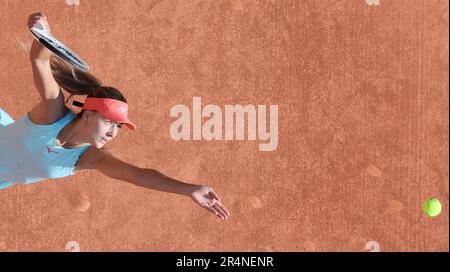 Paris, Frankreich. 29. Mai 2023. Belgische Maryna Zanevska ein Singles-Spiel für Frauen in der ersten Runde zwischen Kazach Putintseva und belgischem Zanevska beim Tennisturnier Roland Garros French Open in Paris, Frankreich. BELGA FOTO BENOIT DOPPAGNE Kredit: Belga News Agency/Alamy Live News Stockfoto