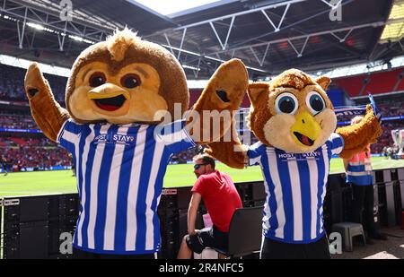 London, Großbritannien. 29. Mai 2023. Sheffield-Maskottchen am Mittwoch während des Spiels der Sky Bet League 1 im Wembley Stadium, London. Das Bild sollte lauten: David Klein/Sportimage Credit: Sportimage Ltd/Alamy Live News Stockfoto