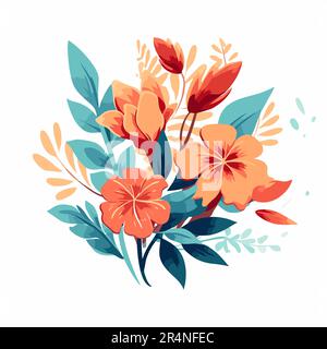 Wunderschöne romantische Blumen. Blumendekoration auf weißem Hintergrund. Stock Vektor