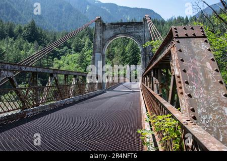 Historische Alexandra Bridge in Spuzzum, British Columbia, Kanada Stockfoto