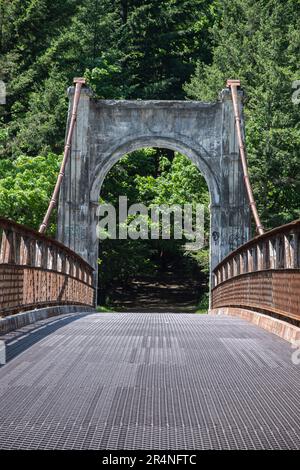 Historische Alexandra Bridge in Spuzzum, British Columbia, Kanada Stockfoto