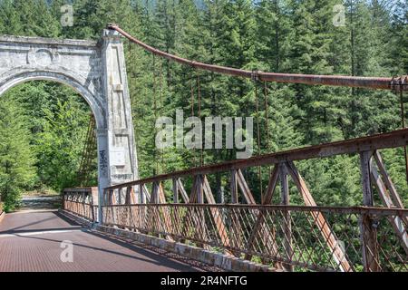 Historische Alexandra Bridge in Spuzzum, British Columbia, Kanada Stockfoto