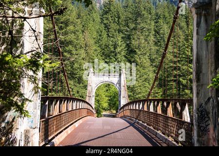 Historische Alexandra Bridge in Spuzzum, British Columbia, Kanada Stockfoto