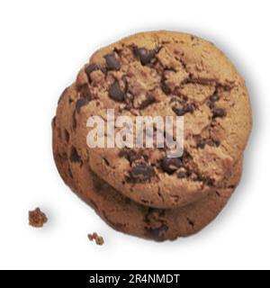 Frische hausgemachte Schokoladenkekse auf weißem Hintergrund. Stockfoto
