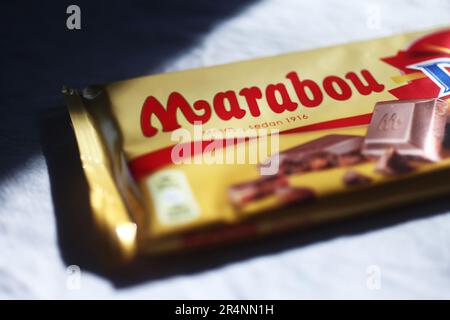 Zeichen und Symbole, Marabou Schokolade von Mondelez International, Inc. Stockfoto