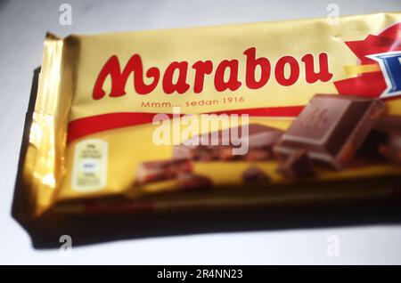 Zeichen und Symbole, Marabou Schokolade von Mondelez International, Inc. Stockfoto