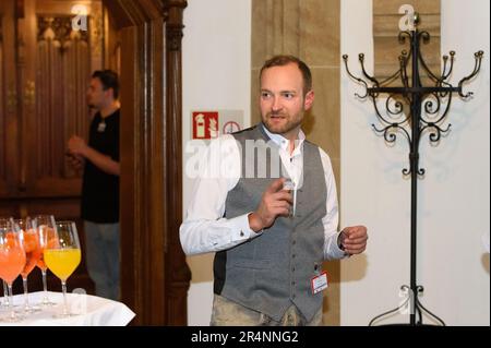 München, Deutschland. 28. Mai 2023. München, Deutschland, Mai 28. 2023: Während des Empfangs im Rathaus nach dem Sieg der Meisterschaften am Marienplatz in München. (Sven Beyrich/SPP) Kredit: SPP Sport Press Photo. Alamy Live News Stockfoto