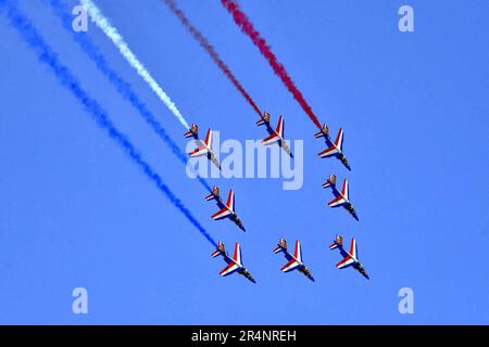 La Ferte Alais, Frankreich. 29. Mai 2023. 50. Auflage des Lufttages Cerny-La Ferte Alais und 70 Jahre Patrouille Frankreichs, am 29. Mai 2023 in La Ferte Alais, Frankreich. Foto: Karim Ait Adjedjou/ABACAPRESS.COM Kredit: Abaca Press/Alamy Live News Stockfoto