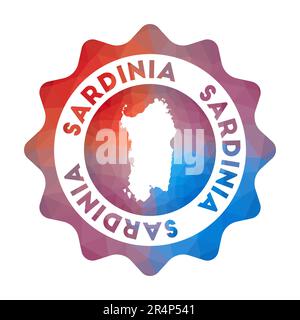 Sardinien Low Poly Logo. Buntes Reiselogo mit Farbverlauf der Insel im geometrischen Stil. Stock Vektor