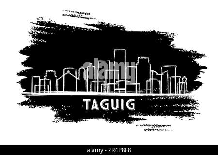 Taguig Philippines City Skyline Silhouette. Handgezeichnete Skizze. Business Travel and Tourism Concept mit moderner Architektur. Vektordarstellung. Stock Vektor