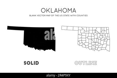 Karte von Oklahoma. Leere Vektorkarte des US-Bundesstaates mit Bezirken. Borders of Oklahoma für Ihre Infografik. Vektordarstellung. Stock Vektor