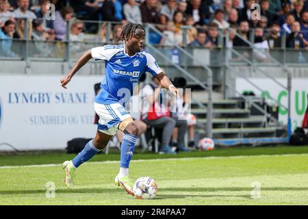 Lyngby, Dänemark. 29. Mai 2023. William Kumado (7) von Lyngby Boldklub, gesehen während des dänischen Superliga-Spiels 3F zwischen Lyngby Boldklub und Aalborg BK im Lyngby-Stadion in Lyngby. (Foto: Gonzales Photo/Alamy Live News Stockfoto