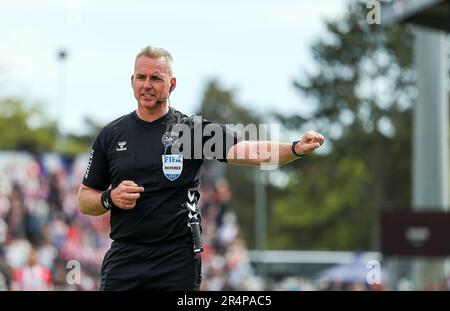 Lyngby, Dänemark. 29. Mai 2023. Schiedsrichter Jakob Kehlet beim dänischen Superliga-Spiel 3F zwischen Lyngby Boldklub und Aalborg BK im Lyngby-Stadion in Lyngby. (Foto: Gonzales Photo/Alamy Live News Stockfoto