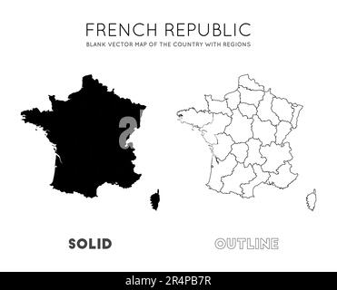 Karte Frankreich. Leere Vektorkarte des Landes mit Regionen. Grenzen Frankreichs für Ihre Infografik. Vektorabbildung. Stock Vektor