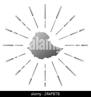 Äthiopien hat einen Sonnenaufgang. Landkarte mit farbenfrohen Sternenstrahlen. Äthiopien Illustration in Digital, Technologie, Internet, Netzwerk Stil. Stock Vektor