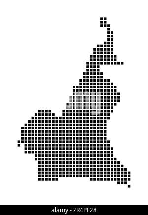 Kamerunenkarte. Karte von Kamerun im gepunkteten Stil. Ländergrenzen mit Rechtecken für Ihr Design. Vektordarstellung. Stock Vektor