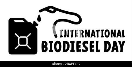 Internationaler Biodiesel-Tag. Cartoon-Benzin, Kanister mit Griff. Symbol für Kanister oder kanister. Kraftstofftank für Transport und Lagerung von Benzin. Kann Stockfoto