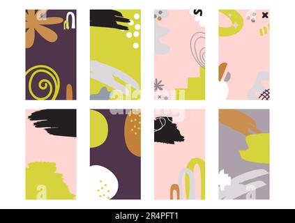 Hintergrundvorlage für abstrakte Formen für Social-Media-Storys und kreative Beiträge. Vertikales Design mit Kopierbereich für farbige Texte und Bilder Stock Vektor