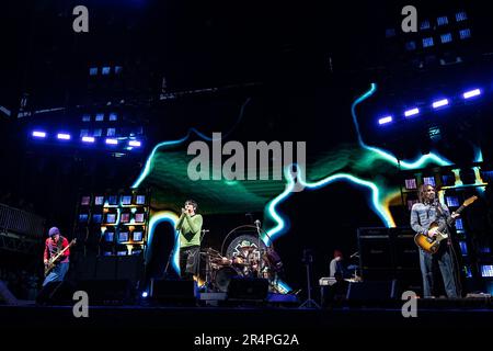 Napa, USA. 28. Mai 2023. Die Red Hot Chili Peppers treten am 3. Tag des Musikfestivals BottleRock Napa Valley auf der Napa Valley Expo am 28. Mai 2023 in Napa, Ca auf. Kredit: Imagespace/Alamy Live News Stockfoto