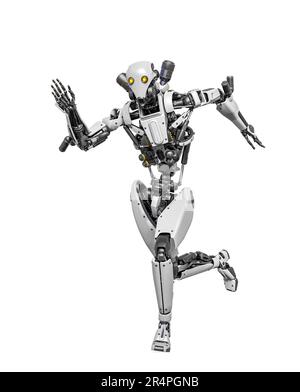 droid Soldat läuft, 3D-Abbildung Stockfoto