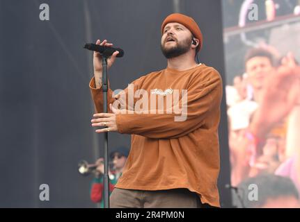 Napa, USA. 28. Mai 2023. Quinn XCII tritt am 3. Tag des BottleRock Napa Valley Music Festivals auf der Napa Valley Expo am 28. Mai 2023 in Napa, Kalifornien, auf. Foto: Casey Flanigan/imageSPACE Credit: Imagespace/Alamy Live News Stockfoto