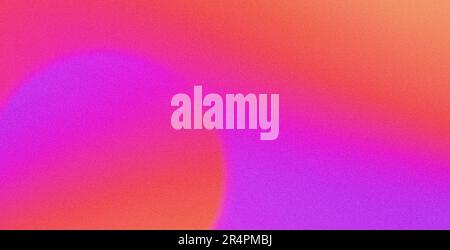 Magenta Pink Violett Orange Kreis lebendige Farben körniger Farbverlauf abstrakter Hintergrund, farbenfrohes Kopfposter-Design, Rauschstruktur Stockfoto
