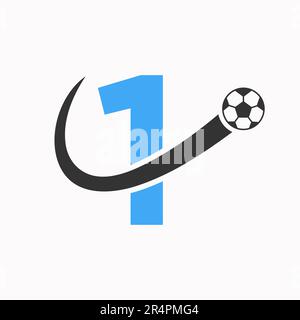 Fußballlogo Letter 1. Fußball-Logo-Konzept Mit Beweglicher Fußball-Ikone Stock Vektor