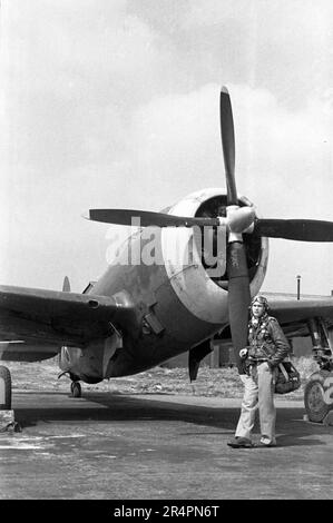 P-47D Thunderbolt Razorback - USAAF United States Army Air Force Republic P-47D Thunderbolt Razorback - WW2 / 2. Weltkrieg - 2. Weltkrieg über Europa Stockfoto