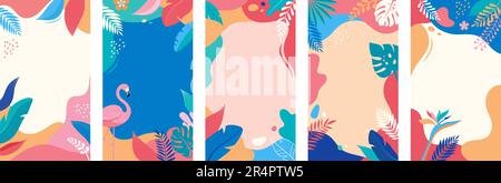 Vertikale abstrakte Sommergeschichten aus sozialen Medien Designvorlagen mit Kopierbereich für Text. Hintergrund für Banner, Grußkarte, Poster und Werbung Stock Vektor