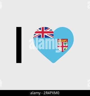 Ich liebe die Darstellung der Fidschi-Landflagge mit Vektorsymbolen Stock Vektor