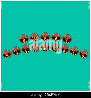 Happy Halloween Text On Brown Zombie Head Character. Vektor Und Illustration Stock Vektor