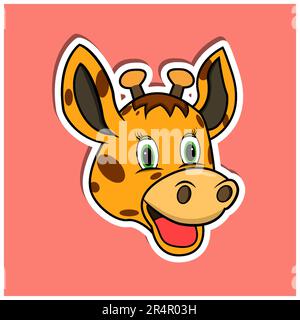 Aufkleber Mit Tiergesicht Und Giraffenmotiv. Vektor und Illustration Stock Vektor