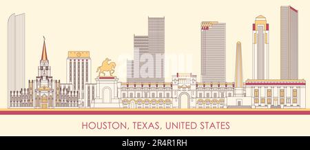 Cartoon Skyline Panorama der Stadt Houston, Texas, USA - Vektordarstellung Stock Vektor