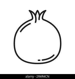 Granatäpfel isolierte Sommerfrucht-Ikone. Vector Verbotene Frucht Symbol von Rosh Hashanah, exotischer gesunder Snack, saftige reife Granatapfelnahrung Stock Vektor