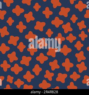 Orange Abgerundete Sterne Dunkelblaues Hintergrundmuster Stock Vektor