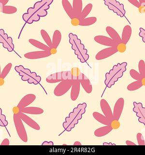 Rosa, rot und gelb Nahtloses Muster mit Blumenmuster Stock Vektor