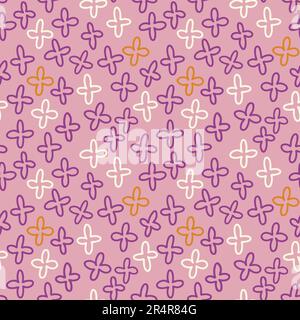 Einfaches, Nahtloses Muster In Abstraktem Weiß Und Pink Mit Blumenmuster Stock Vektor