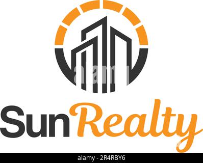 Modernes Sun Realty Building Real Estate Logo-Design Stock Vektor