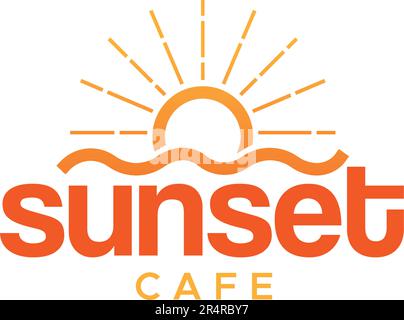 Minimalistisches, einfaches Sunset Cafe Wave Logo-Design Stock Vektor