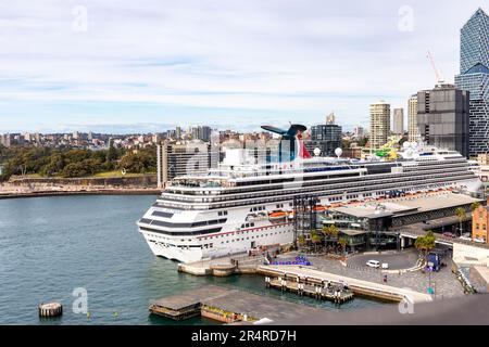 Sydney Hafen Kreuzfahrtschiff Carnival Pracht liegt am Circular Quay, Sydney, NSW, Australien Stockfoto