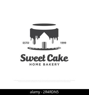 Süßer Kuchen Heim Bäckerei Logo Design Vektor, Bäckerei hausgemachte Vektorabbildungen, kann als Symbole, Markenidentität, Symbole usw. verwendet werden. Stock Vektor