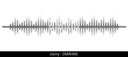 Schallwellenmuster. Frequenz der gepunkteten Musik. Halbtongrunge-Rahmen. Digitaler Equalizer. Vektordarstellung isoliert auf weißem Hintergrund Stock Vektor