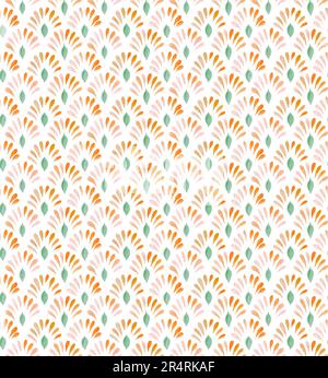 Nahtloses abstraktes Blumenmuster. Gelber und weißer Hintergrund. Geometrische Blattvektorornamente. Elegantes Grafikdesign Stockfoto