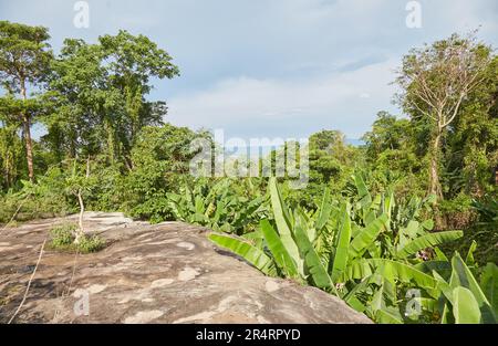 Wat Tham Phae Dan, ein einzigartiger Tempel auf einem Hügel in Thailands übersehener Provinz Sakon Nakhon Stockfoto