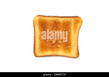 Scheibe getoastetes Brot, isoliert auf weißem Hintergrund. Draufsicht Stockfoto